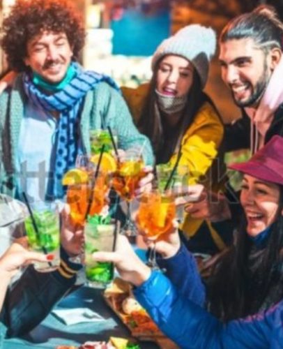 Ontmoet elkaar bij de apres-ski party